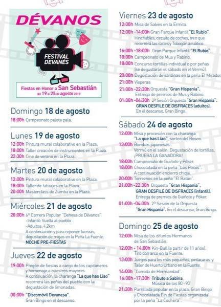 Fiestas patronales en honor a San Sebastián 2019 Dévanos